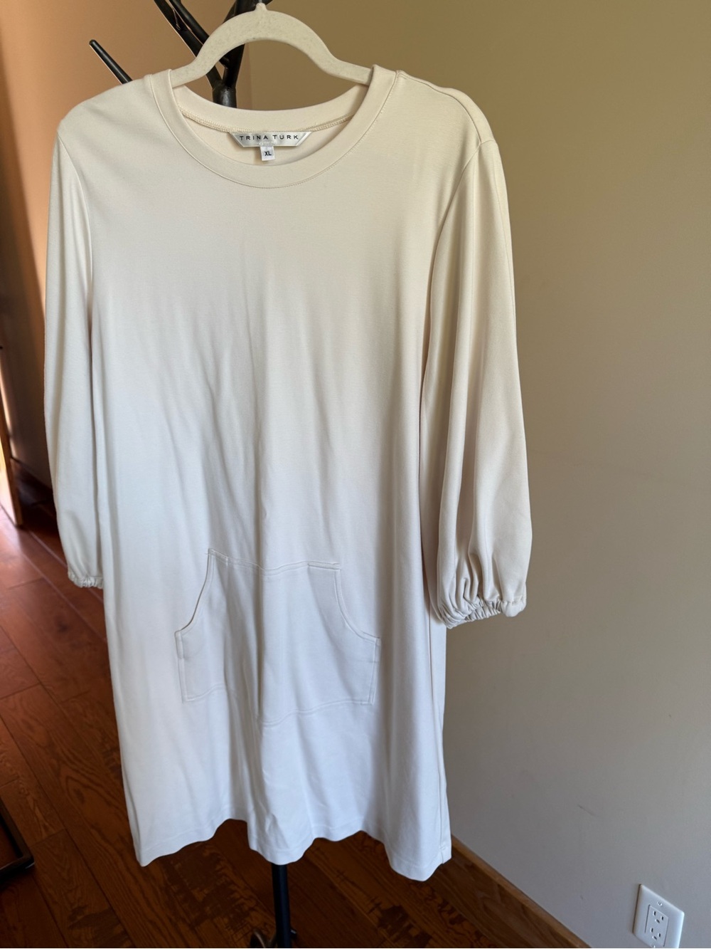 Trina Turk Cream Long-Sleeve Tunic with Front Pocket
